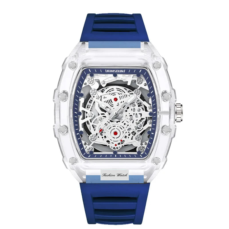UTHAI Men Watch Sports Personality Wine Barrel Quartz Wristwatch Transparent Waterproof Calendar Male Fashion Clock Watches Gift
