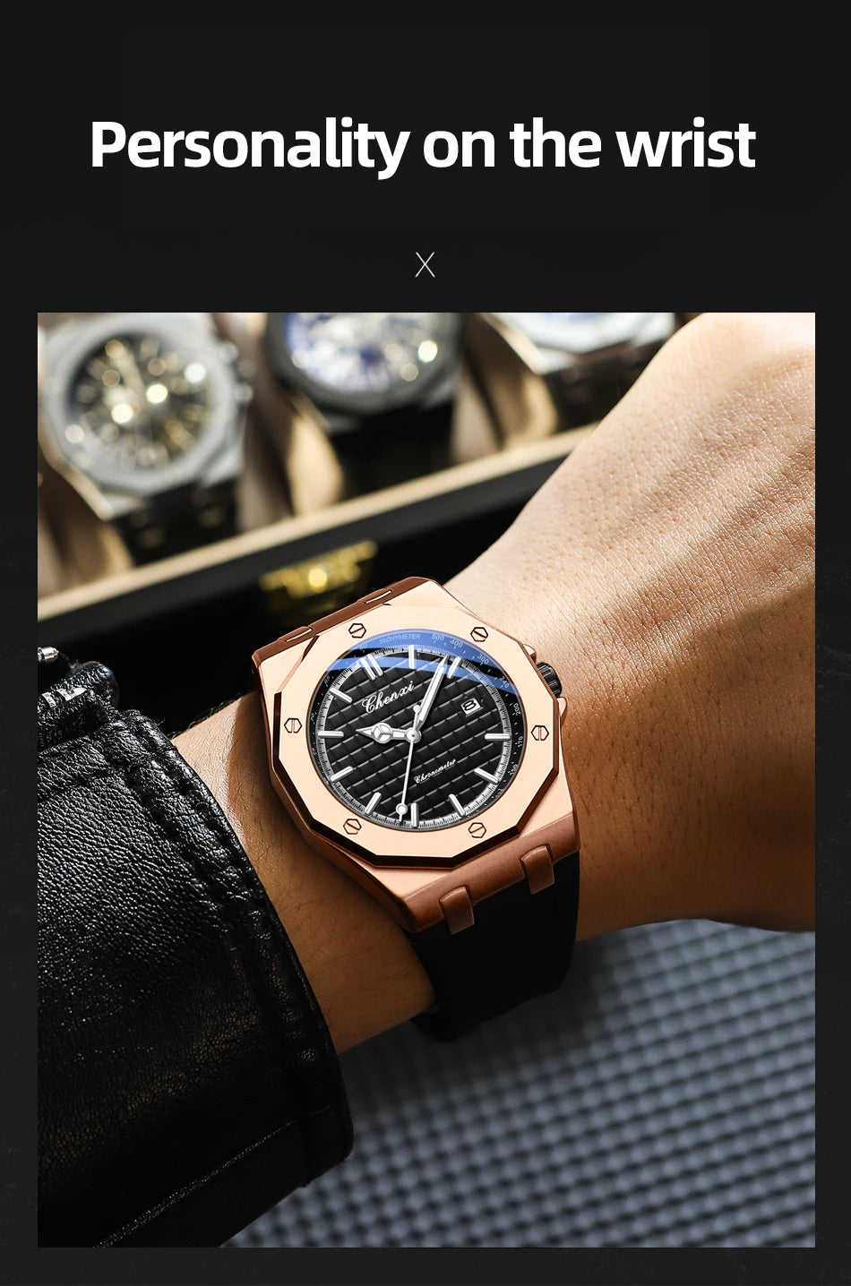 CHENXI Mens Luxury Casual Watch Top Brand Fashion Dial Stainless Steel Calendar Luminous Waterproof Men Watch Male Clock