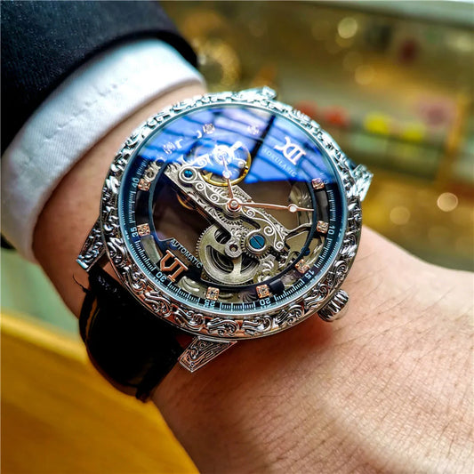 Fashion Mechanical Wristwatch Men's Luxury Brand Automatic Casual Watch Men's Sports Leather Waterproof Clock 2023 Renoj Hombre