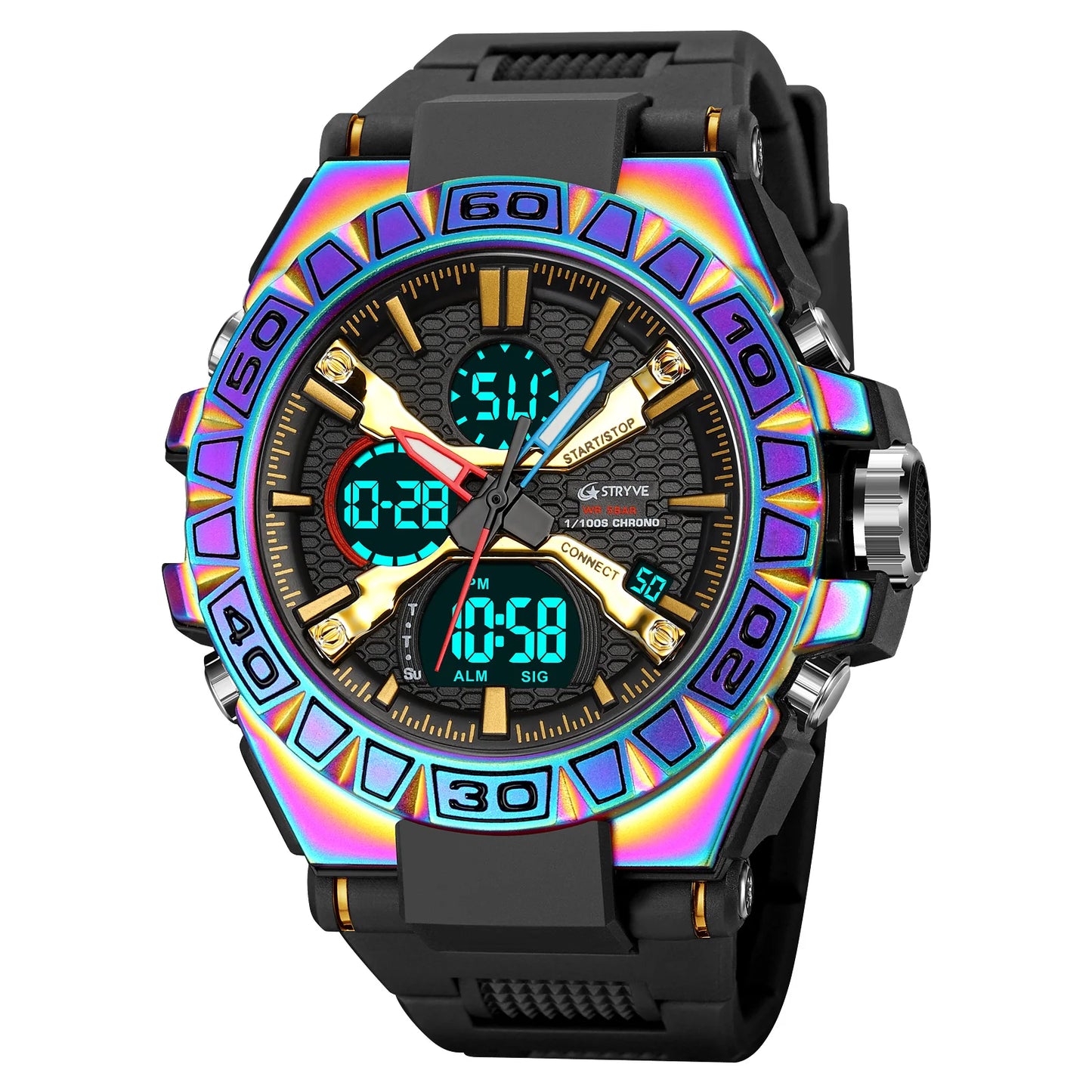 New STRYVE Watch for Men's High Quality Digital-Analog Dual Movement 5ATM Waterproof Watches Fashion Sports Men's Watch 8025