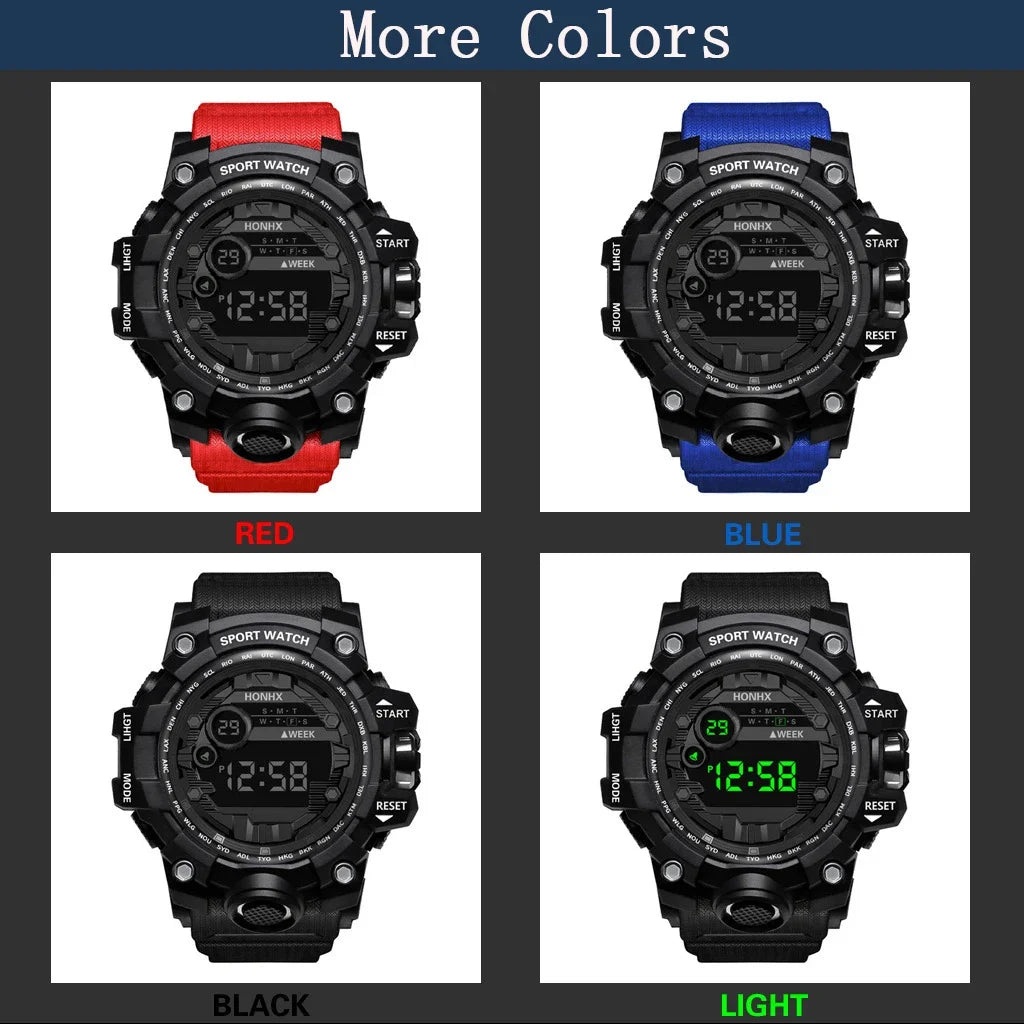 YIKAZE Y12 Men's Sports Watch Waterproof Luminous Men Sport Watch Multifunction Digital Electronic Wristwatch Clock for Boy Kids