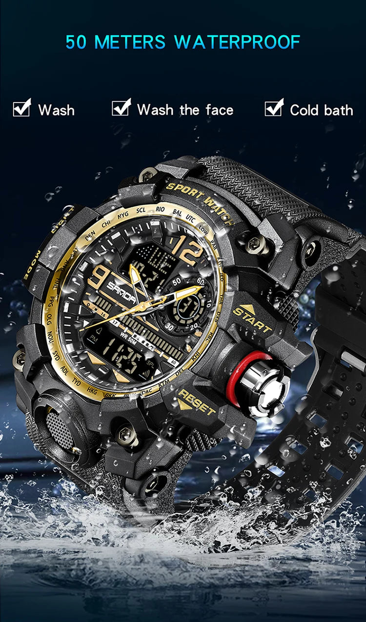 SANDA G style New Men Watch 50M Waterproof Sports Military Quartz Watch For Male Electron Digital Wristwatch Reloj De Hombre