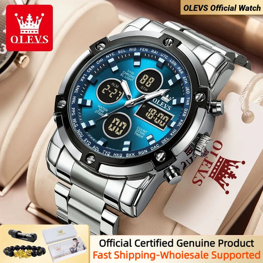 OLEVS 1106 Watch Men Chronograph Calendar Alarm Clock Quartz Movement Stainless steel Multi-function Man Hand Clock Trend Watch