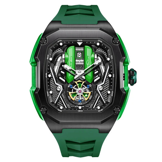 Engine Surface Design Quartz Watch for Men Original Top Brand Rubber strap Waterproof Luminous Date Men's Quartz Watch reloj