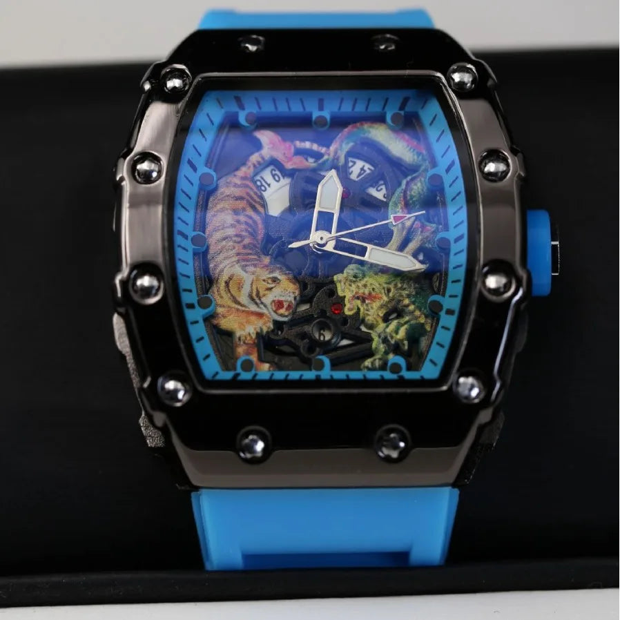 UTHAI Men's Watch Sports High Appearance Fashion Trend Luminous Waterproof Rubber Bucket Dragon Tiger Male's Clock Watches