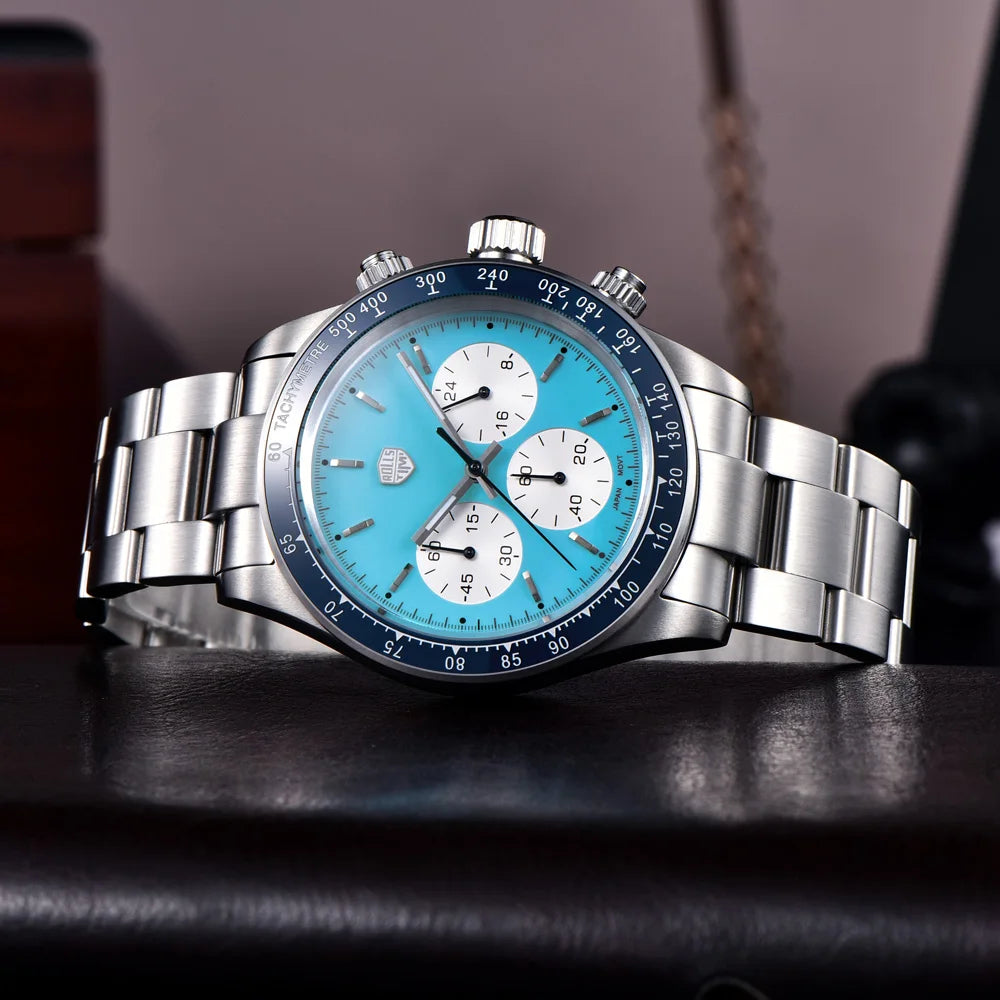 RollsTimi Mens Watch 2024 NEW Top Luxury Chronograph Stainless steel Japan TMI Vk63 Quartz Watches for Man Sapphire Wristwatch