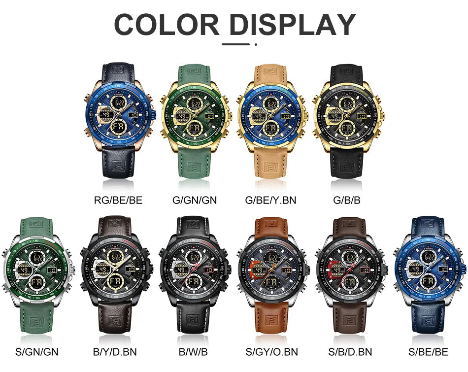New NAVIFORCE Watches for Men Leather Mens Military Sport Waterproof Watch Quartz WristWatch Chronograph Male Clock