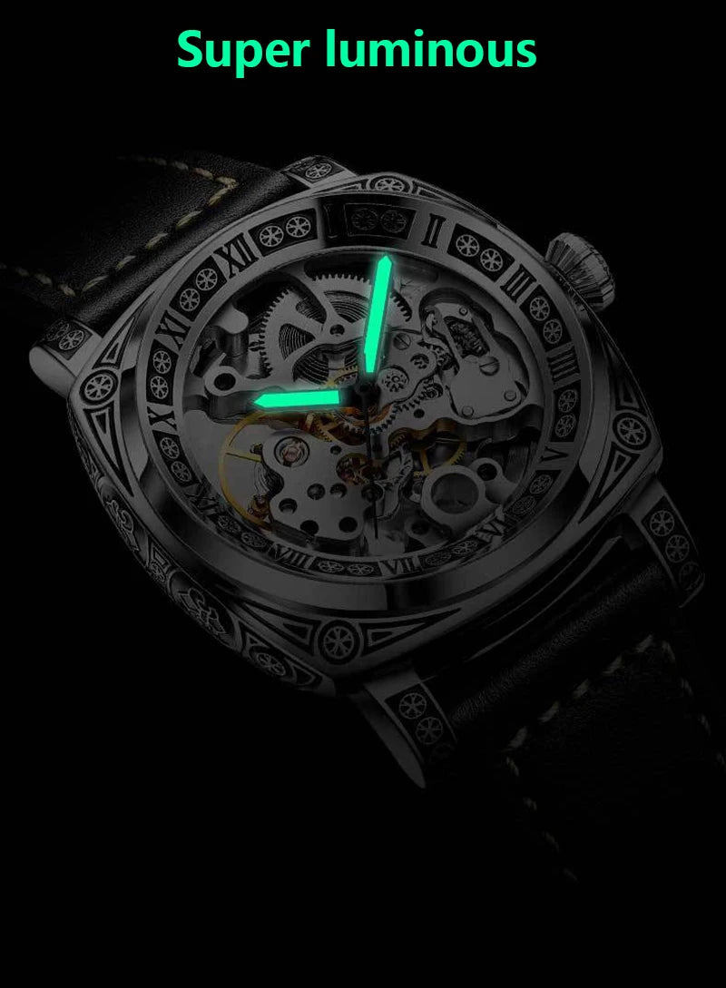 New Mens Watch Top brands Automatic man watches skeleton  Fashion Male Clock Business Mechanical Wristwatch relogio masculino