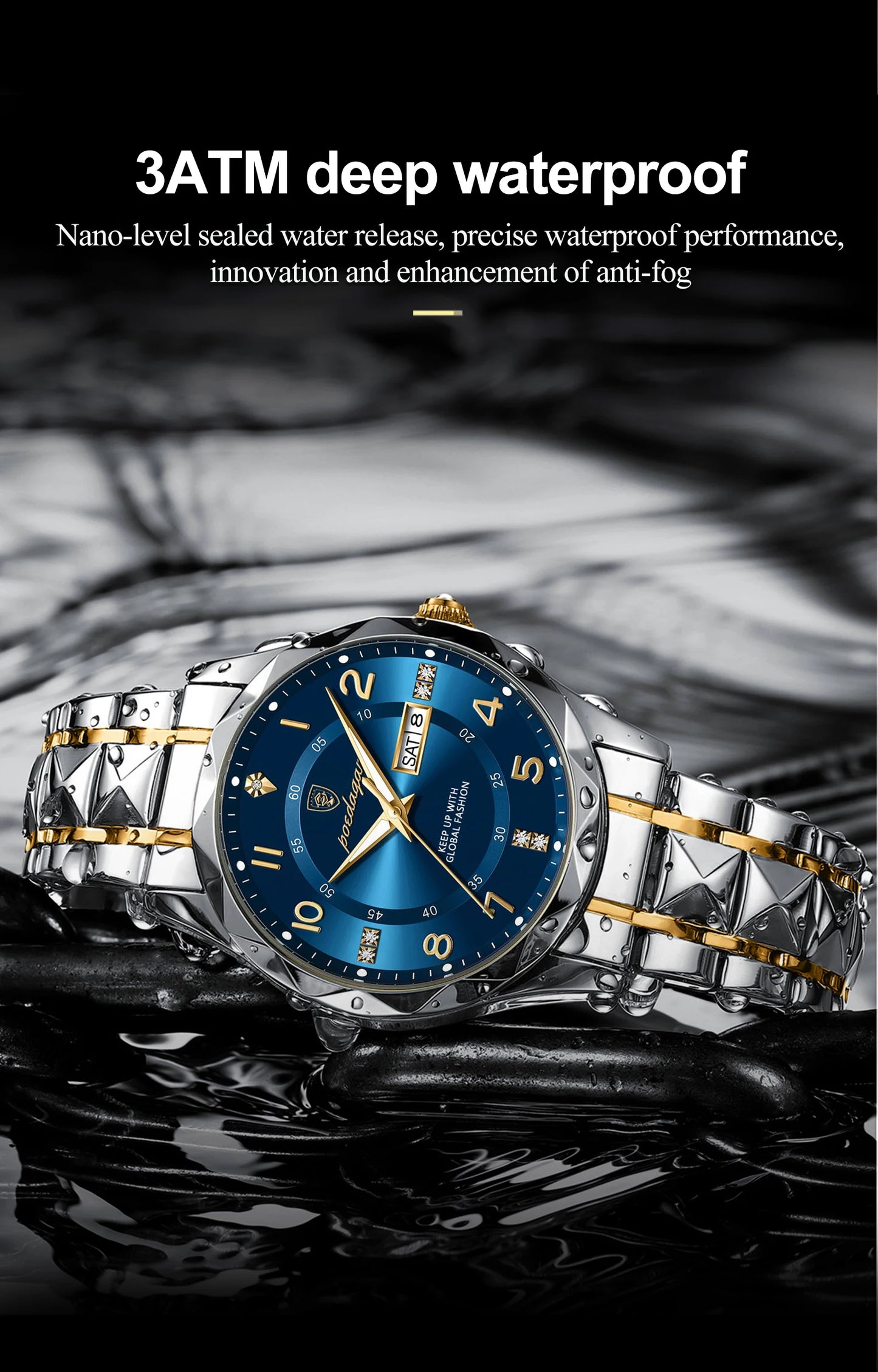 POEDAGAR Luxury Man Wristwatch Waterproof Luminous Date Week Men Watch Sport Stainless Steel Quartz Men's Watches Male reloj+box