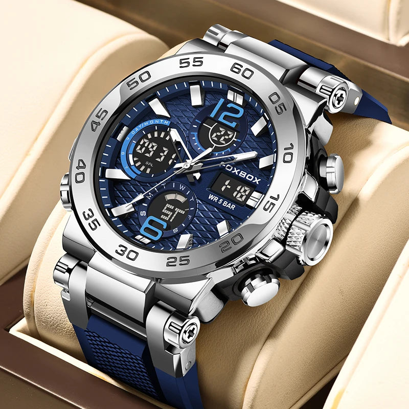 LIGE Luxury Mens Watch Fashion Man Quartz Wristwatch LED Display Luminous Waterproof Watches For Men Calendar Sport Male Clock