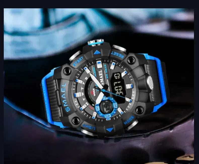 SMAEL 8040 50M Waterproof Wristwatch Stopwatch Alarm LED Light Digital Watches  Men's Sports Watch  Military Watches Men Watch