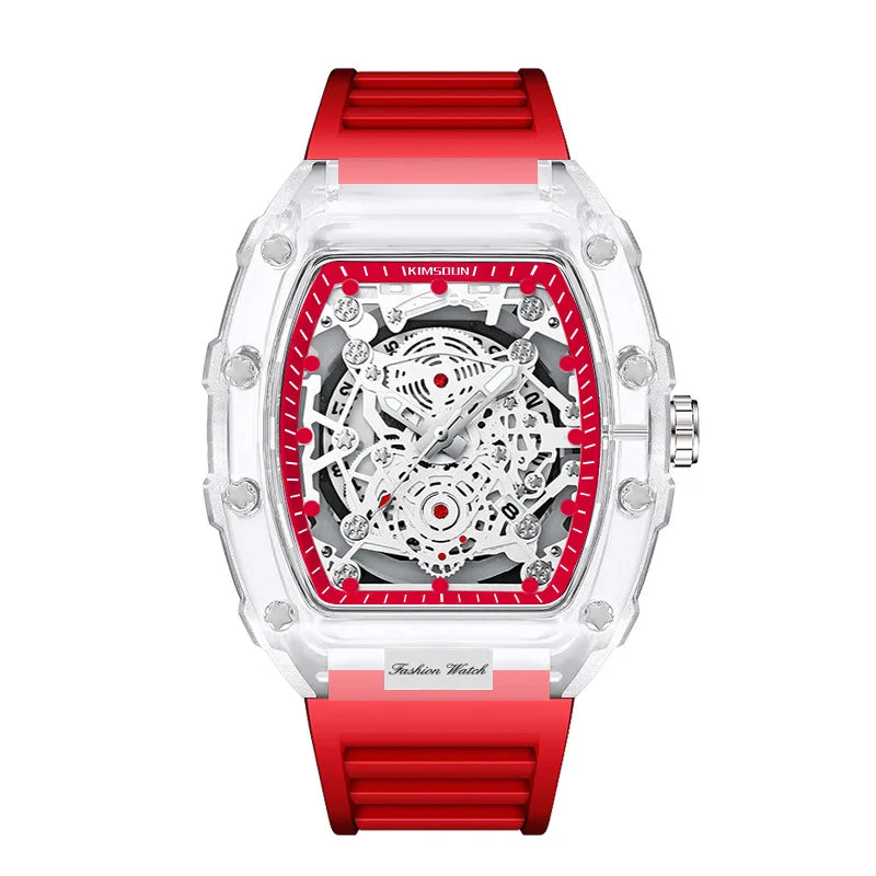 UTHAI Men Watch Sports Personality Wine Barrel Quartz Wristwatch Transparent Waterproof Calendar Male Fashion Clock Watches Gift