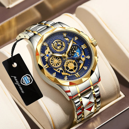 PENGAGAR Men Watch Fashion Quartz Watch Mens Top Brand Luxury All Steel Business Waterproof Sport Watch Relogio Masculino+BOX