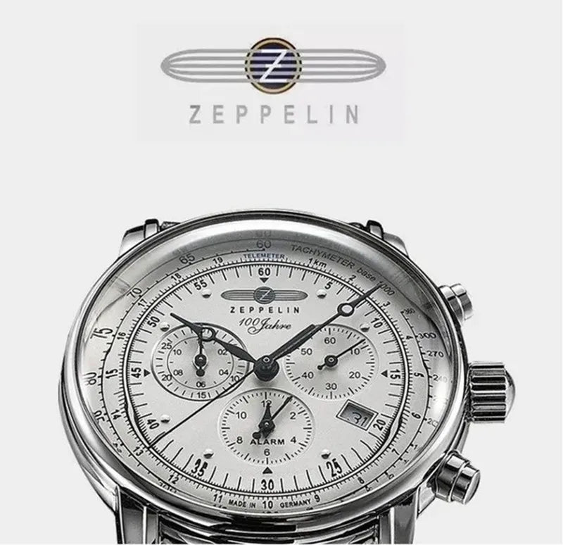 Mens Leather Band Fashion Luxury Zeppelin Airship Business Casual Men Watches