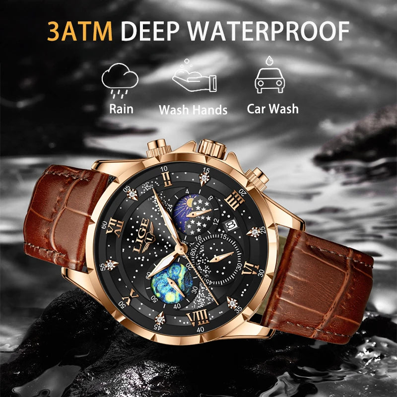 LIGE New Mens Watch Luxury 30M Waterproof  Luminous Men Quartz Wristwatches Sport Military Chronograph Man Watch Montres Hommes