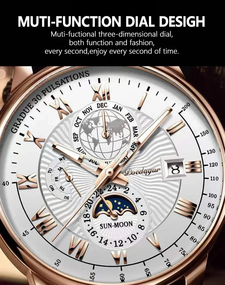 Mens Watch 2024 New Fashion Leather Waterproof Luminous Top Brand Luxury Mens Quartz Wristwatch Men Sport Casual Watches Reloj