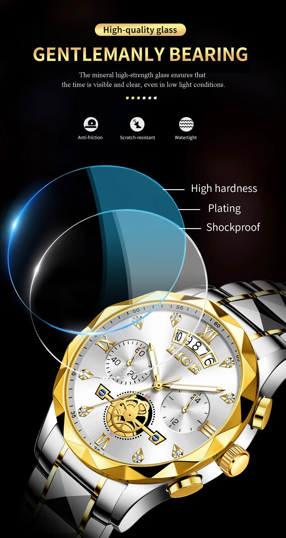 LIGE 2024 Fashion Mens Watch Luxury Business Waterproof Sports Quartz Wristwatches Luminous Date Casual Watches Men Reloj Hombre