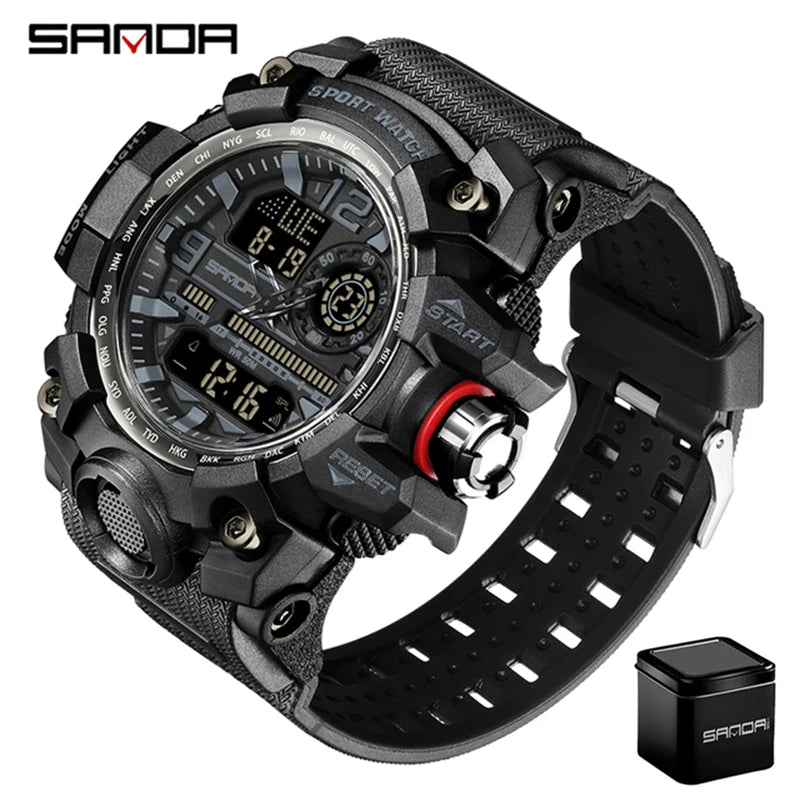 SANDA 3133 2022 G Style New Men's Watches 50M Waterproof Shock Sports Military Quartz Watch For Male Digital Wristwatch Clock