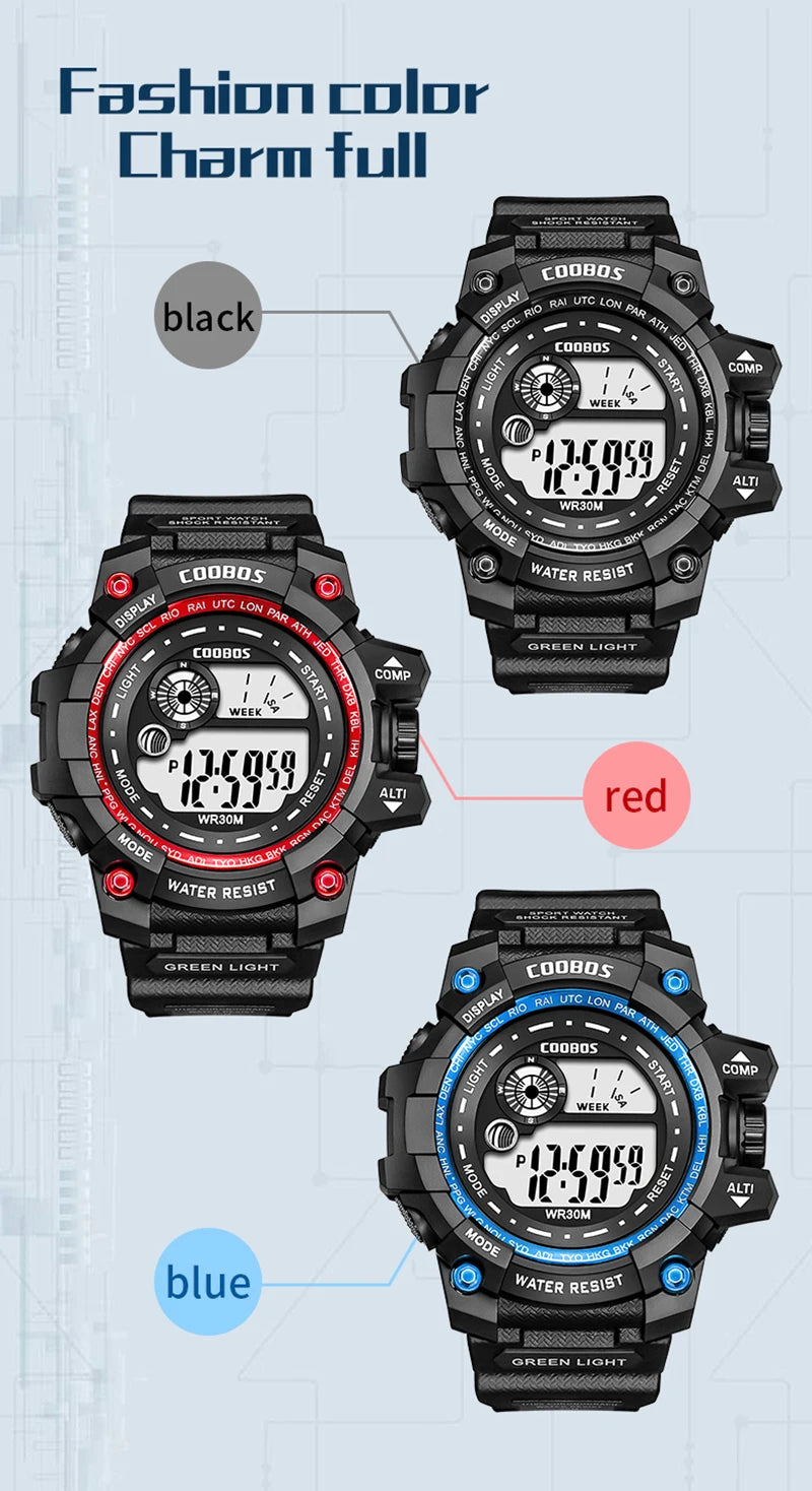 Waterproof Sport Men Watches 2024 Luxury Luminous  Silicone Strap Military Wristwatch Man Calendar LED Digital Male Watch Hombre