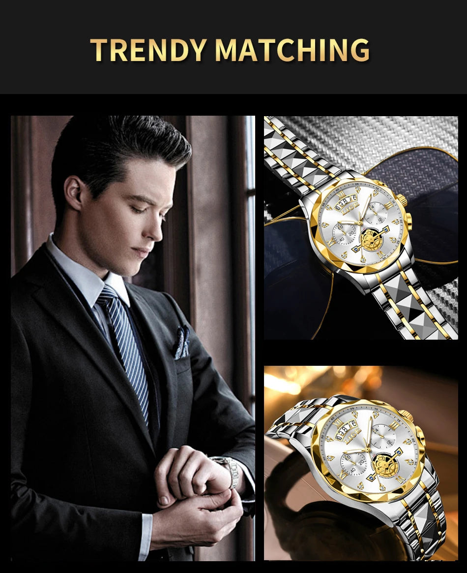 LIGE 2024 Fashion Mens Watch Luxury Business Waterproof Sports Quartz Wristwatches Luminous Date Casual Watches Men Reloj Hombre
