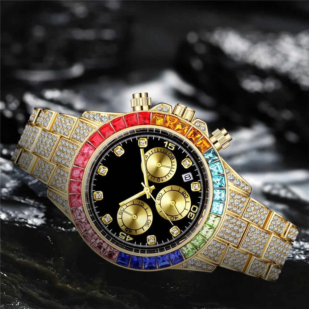 Luxury Men Colorful Watches Gold Silver Big Dial Man Wristwatch Sport Business Male Clock Relogio Masculino