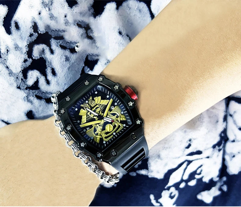 UTHAI Bucket shaped Men Watch Creative Sports Night Light Waterproof Silicone Calendar Male Fashion Quartz Clock Watches