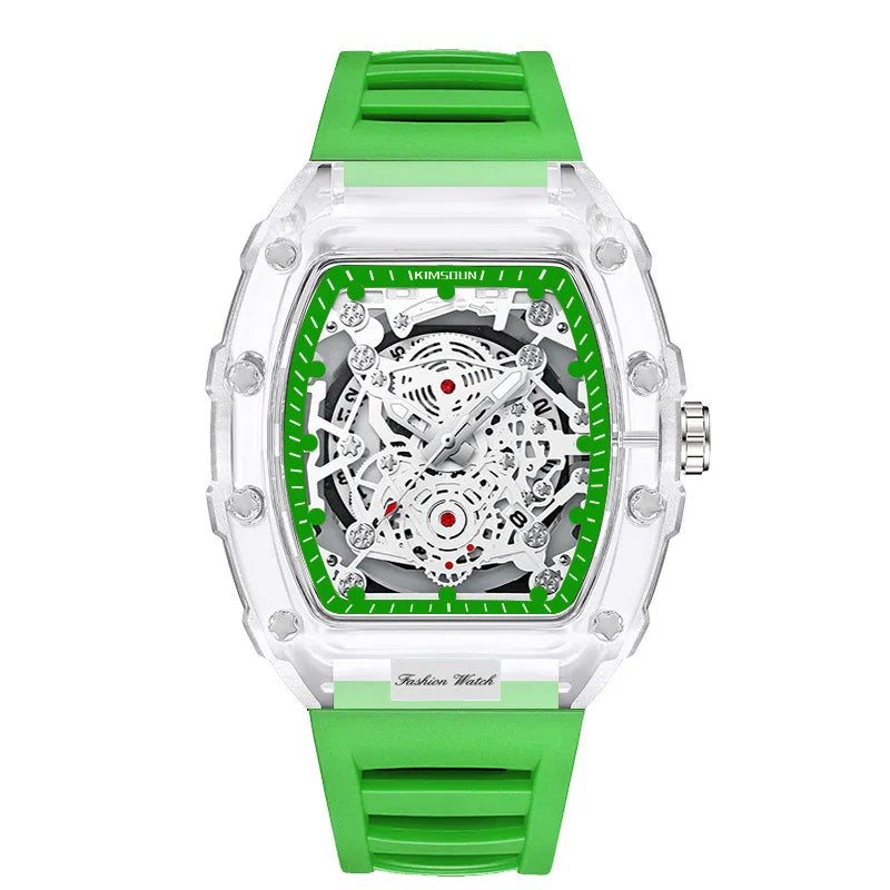 UTHAI Men Watch Sports Personality Wine Barrel Quartz Wristwatch Transparent Waterproof Calendar Male Fashion Clock Watches Gift