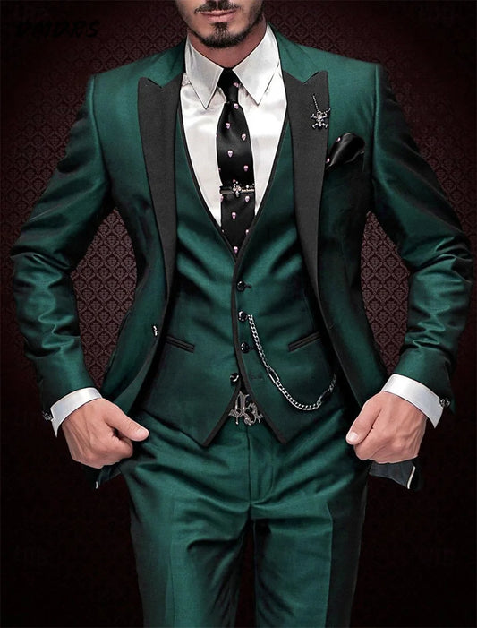 Elegant Men's suit pants vest three piece set Casual Western-style Men Suit Three-piece Set Business Attire For Men  Fashionable