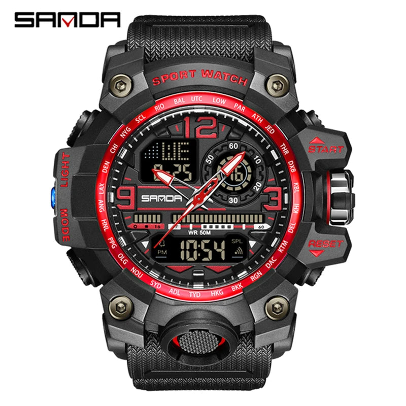 SANDA 3133 2022 G Style New Men's Watches 50M Waterproof Shock Sports Military Quartz Watch For Male Digital Wristwatch Clock
