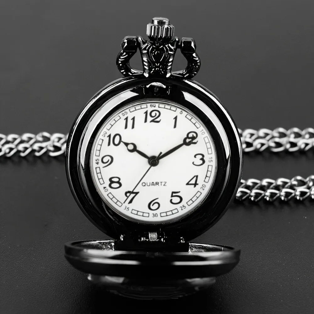 Vintage Black Crow Quartz Pocket Watch - Necklace Pendant With World Time Feature, Alloy Case, Ideal Gift For Men & Women