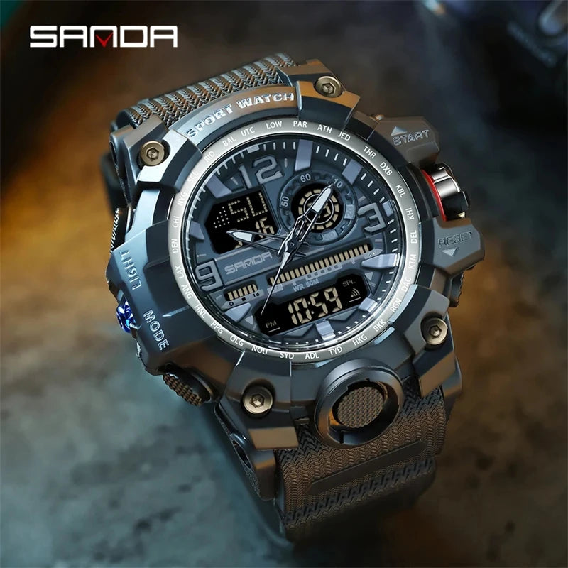 SANDA 3133 2022 G Style New Men's Watches 50M Waterproof Shock Sports Military Quartz Watch For Male Digital Wristwatch Clock