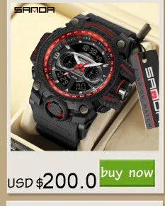 SANDA 6162 Men's Electronic Watch Creative Sports Waterproof Luminous Chronograph Pointer Digital Dual Display Wristwatches