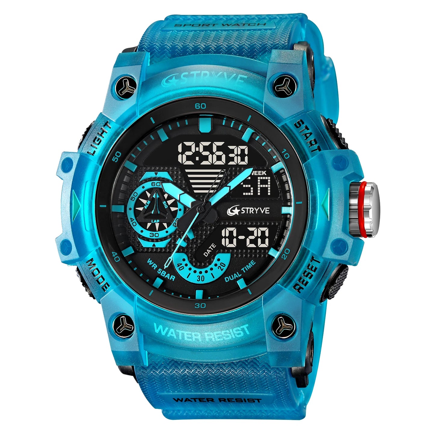 New STRYVE Watch for Men's High Quality Digital-Analog Dual Movement 5ATM Waterproof Watches Fashion Sports Men's Watch 8025