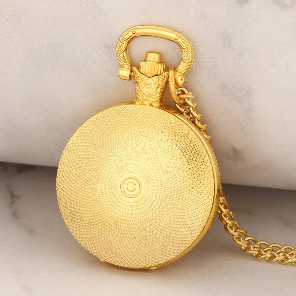 Trump Design Gold Quartz Pocket Watch Women Men Fashion Glass Dome Necklace Unique Pendant Silver Clock Watch Gift Accessories