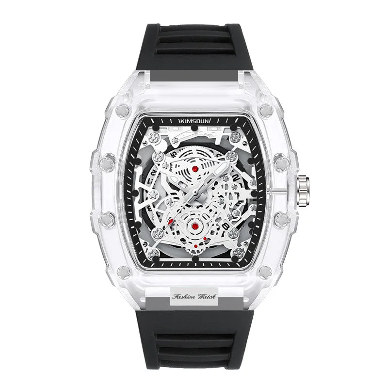 UTHAI Men Watch Sports Personality Wine Barrel Quartz Wristwatch Transparent Waterproof Calendar Male Fashion Clock Watches Gift