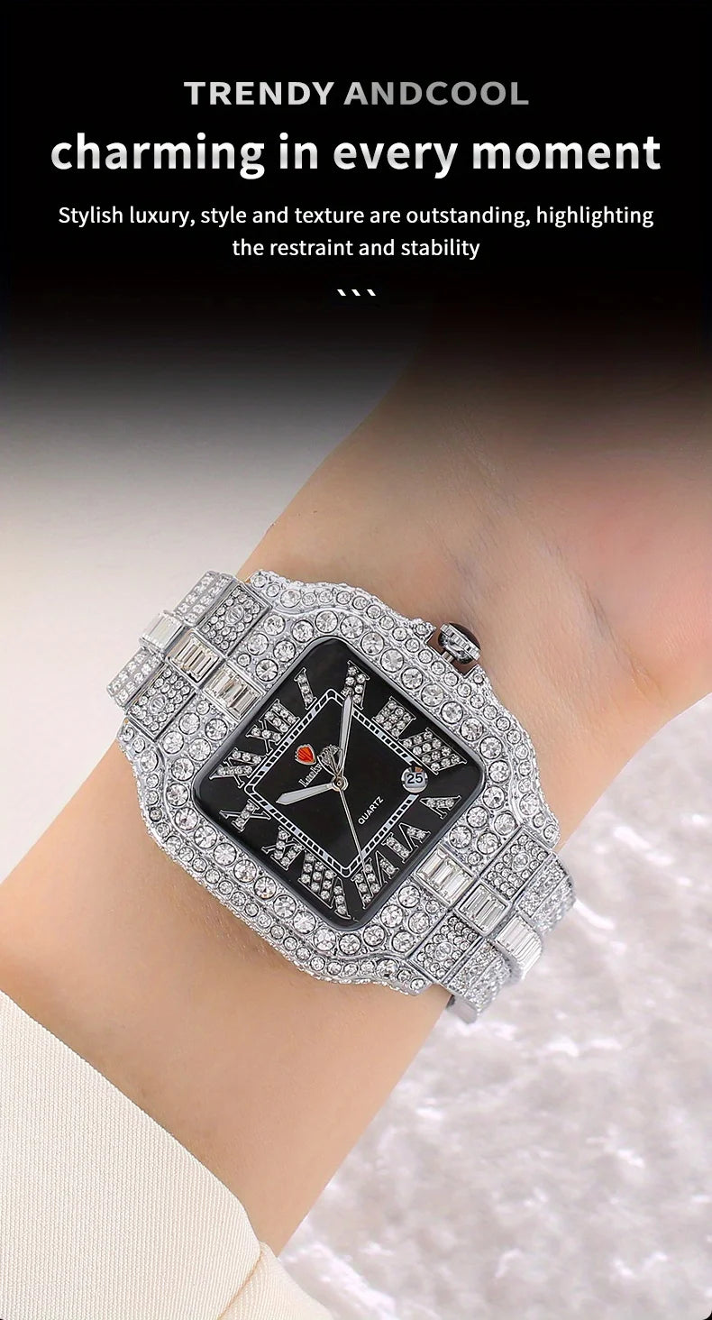 New Luxury Quartz Waterproof Quartz Watch for Men and Women with Water Diamonds embellished on Men's and Women's Clocks
