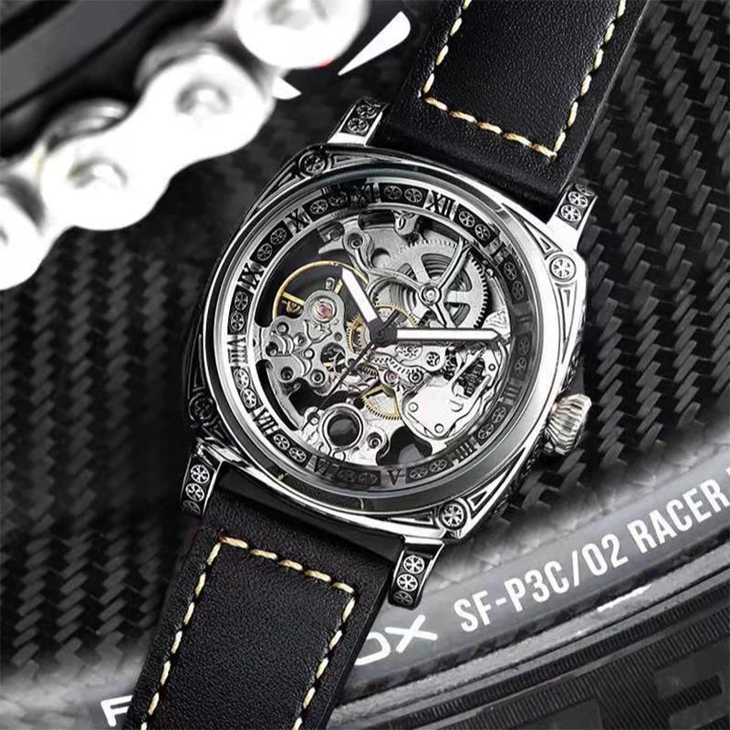 New Mens Watch Top brands Automatic man watches skeleton  Fashion Male Clock Business Mechanical Wristwatch relogio masculino
