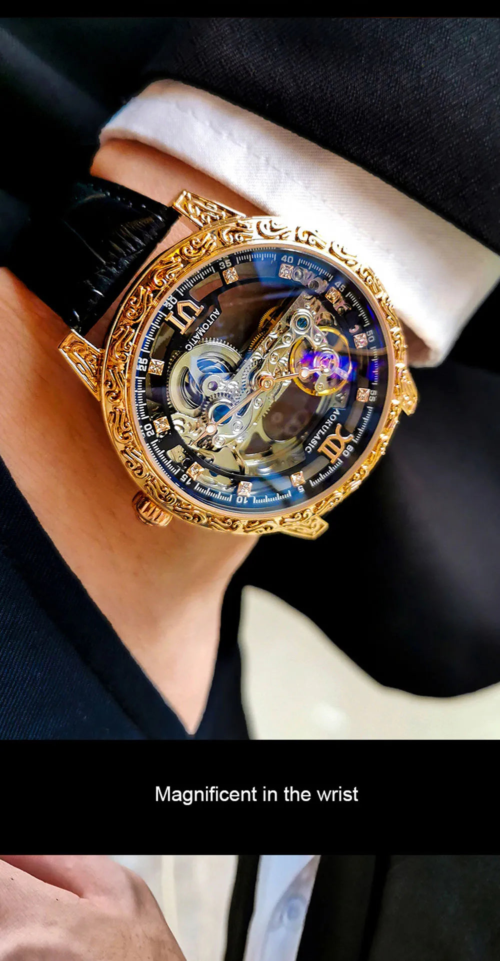 Fashion Mechanical Wristwatch Men's Luxury Brand Automatic Casual Watch Men's Sports Leather Waterproof Clock 2023 Renoj Hombre